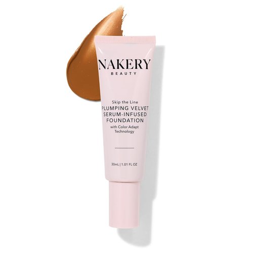 Nakery Full Coverage Foundation for Women - Plumping Velvet Matte Finish | Age-Defying & Moisturizing, Medium Deep