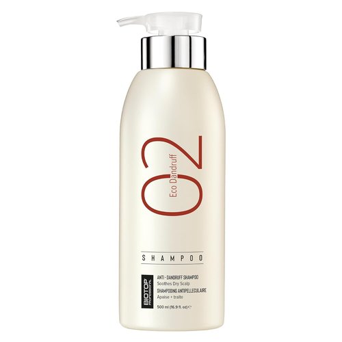 Biotop Professional 02 Eco Dandruff Shampoo - Hydrating Treatment for Dry Scalp with Pro Vitamin B5 & Zinc Pyrithione | 16.9oz