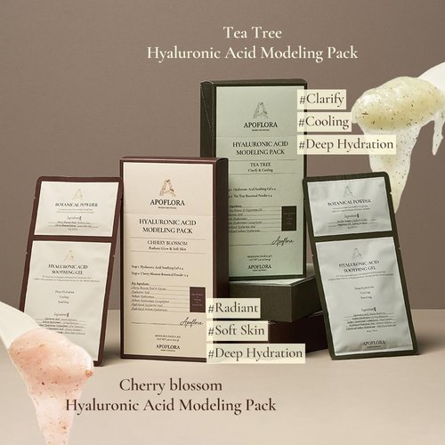 Cherry Blossom Modeling Mask - Korean Peel-Off Jelly Mask with 5-Type Hyaluronic Acid | 4 Count for Brightening Dry, Dull Skin