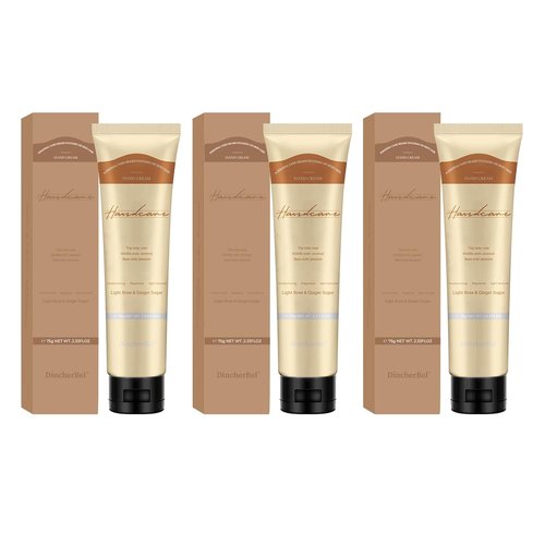 DincherBel Hand Cream Set - Refreshing Formula with Niacinamide & Vitamin C | Light Rose & Ginger Sugar Scent, 2.33 oz Each