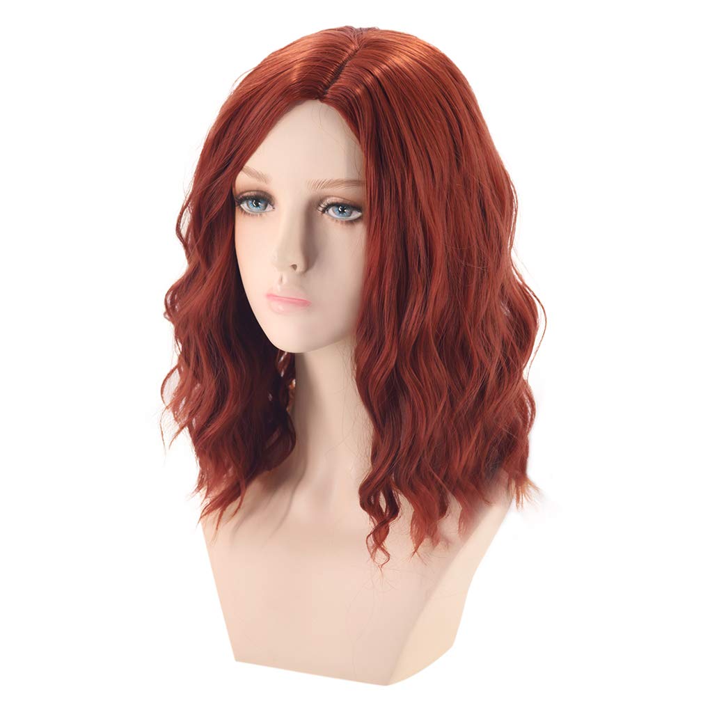 MAGQOO Dark Orange Wig Ginger Wig Short Curly Wavy Bob Wigs Women Girls Ginger Hair Wigs Synthetic Heat Resistant Halloween Cosplay Party Wig with Wig Cap