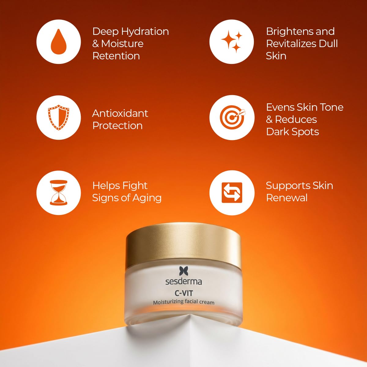 Sesderma C-VIT Moisturizing Facial Cream - Fight Aging with Vitamin C Antioxidants | Revitalize Skin, 1.7 fl oz