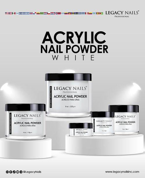 Legacy Nails White Acrylic Powder - 56g | High-Quality, Fast-Drying Formula for Salon-Grade Nail Extensions