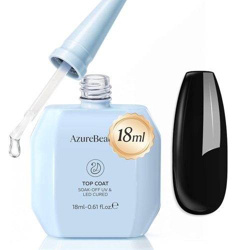 AZUREBEAUTY Gel Top Coat - No Wipe High Gloss Finish | 18ml Clear Long-Lasting Nail Polish for UV LED Manicure