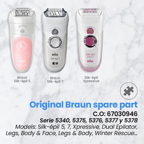 Braun Replacement Hair Removal Head - Compatible with Silkepil 7 & 5 | White, Model 67030946