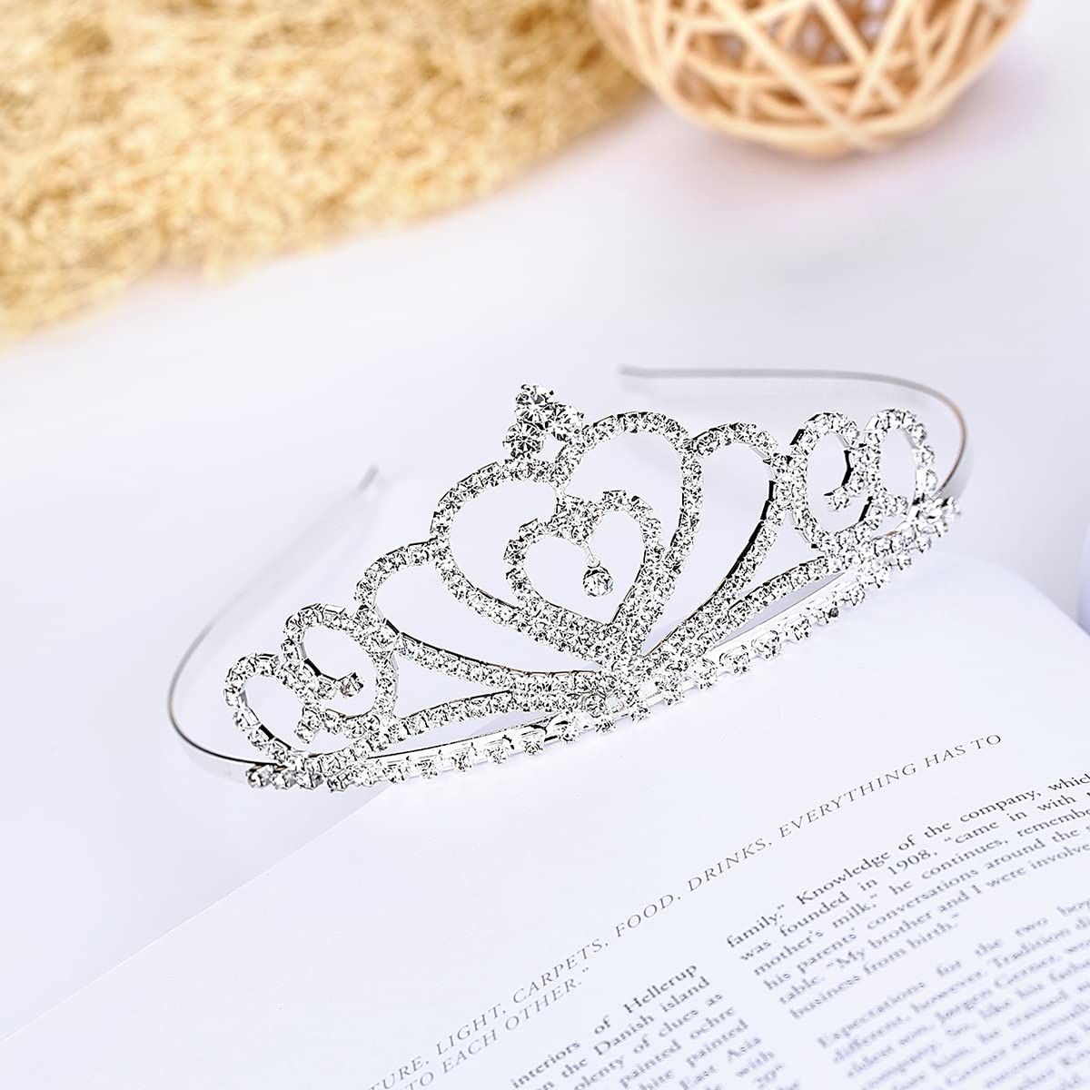 Lovelyshop Rhinestone Crystal Tiara-Wedding Bridal Prom Birthday Pegeant Prinecess Crown (Heart-2 Pack