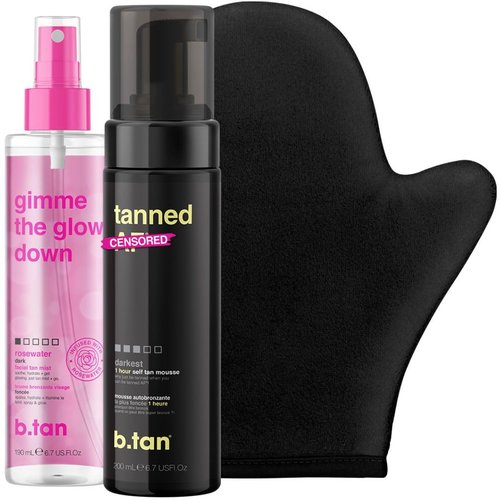 b.tan Dark Self Tan Foam & Face Mist Kit - Sunless Tanning Mousse & Bronzing Spray Bundle, 6.7 Fl Oz