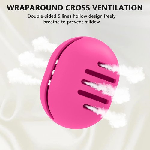 Fauxomor Makeup Sponge Holder - Double-Sided Vented Silicone Case for Travel | Shatterproof & Easy Carry - Rose Red