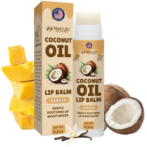 Coconut Lip Balm - Hydrating Natural Chapstick with Coconut Oil & Beeswax for Dry Cracked Lips - Made in USA