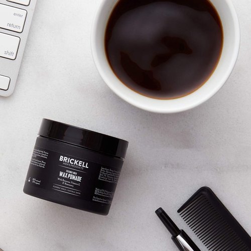 Brickell Men's Products Flexible Hold Wax Pomade - Natural & Organic Hair Styling | 2 Oz, Irritation-Free Shine