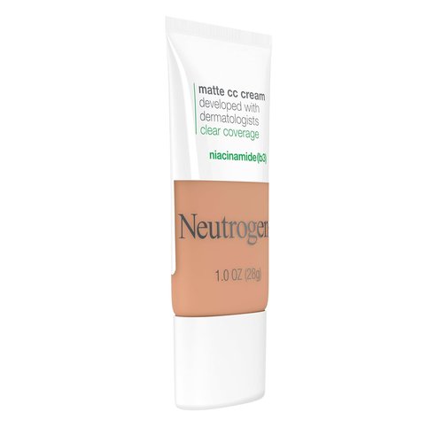 Neutrogena Clear Coverage CC Cream - Flawless Matte Finish, Hypoallergenic & Oil-Free, Warm Linen, 1 oz