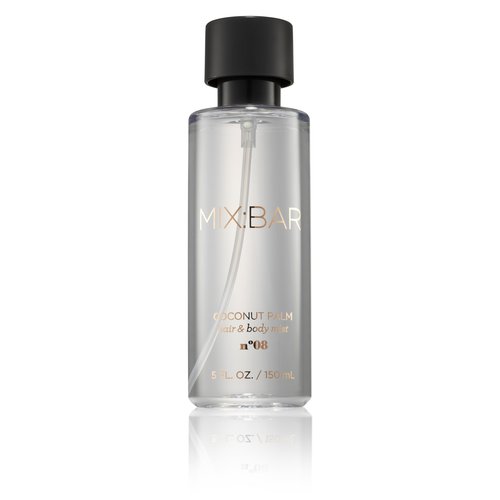 MIX:BAR Coconut Palm Hair + Body Mist, Bedroom Linen Spray - Notes of Coconut Wood, Vanilla, Salty Accord, Incense, Amber, Musk Milk, 5oz
