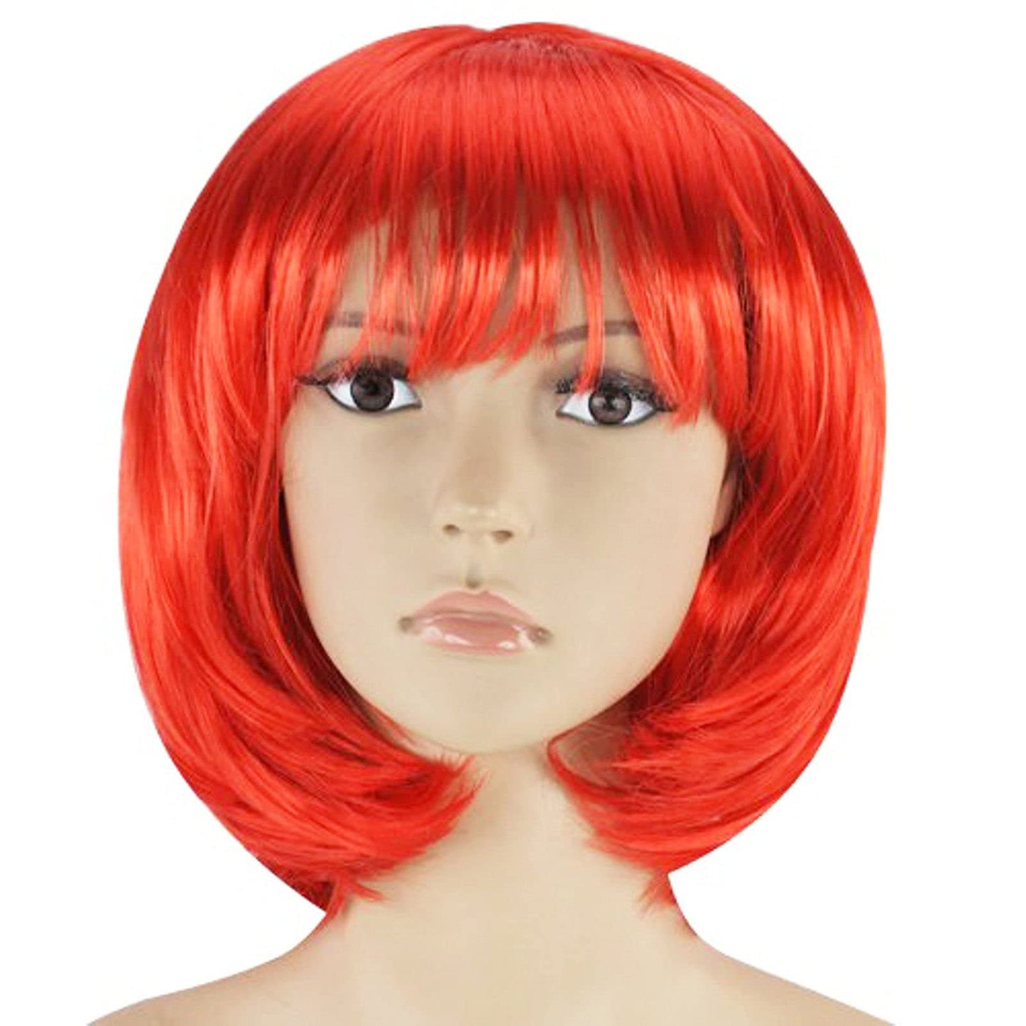 Matissa Short Straight 10" Bob Wig with Bangs Synthetic Fancy Dress Costume Halloween Party (Red)