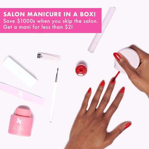 Olive & June Long Lasting Mani System Set - Complete At-Home Nail Kit with Tools, The Poppy, Cuticle Serum & Top Coat | Vegan & Cruelty-Free