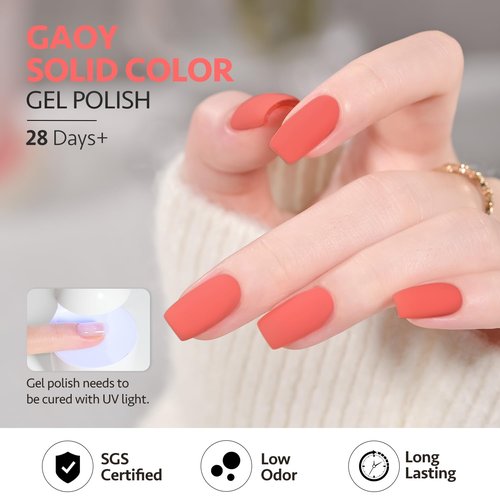 GAOY Orange Gel Nail Polish, 16ml Soak Off Gel Polish, UV Light Cure for Nail Art DIY Manicure at Home, 2446 Coral Orange