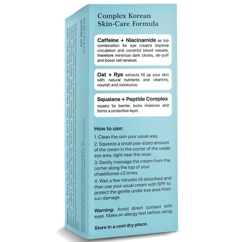 Skiennix Under Eye Cream - Caffeine Anti-Aging Brightener with Niacinamide & Squalane | Puffiness Relief