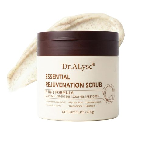 Essence Revitalizing Scrub - Turmeric & Glycolic Acid Treatment for Sensitive Skin | 8.8oz Lavender Cream