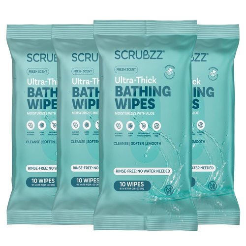 Regine Switzerland Extra Large Bath Wipes - 40 Disposable Body Cleansing Cloths for Adults | Ideal for Gym, Camping & Post Surgery