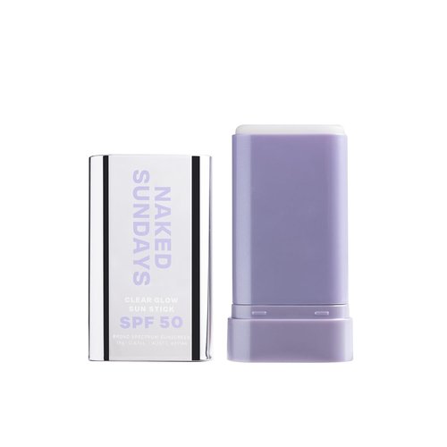 Naked Sundays Clear Glow Sun Stick SPF 50 - Invisible Sunscreen Stick for Face & Body | Fragrance-Free, Travel-Friendly, 19g