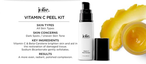 Jolie Professional Vitamin C Peel - Gentle Face Brightening & Illuminating Treatment System - 2 Step Kit