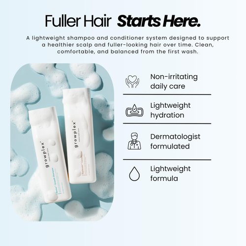 Growplex Revive Shampoo & Replenish Conditioner Bundle, Biotin Scalp Care System for Men & Women, Supports Fuller Thicker-Looking Hair Daily
