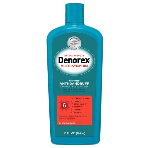 Denorex Extra Strength Anti-Dandruff Shampoo & Conditioner - 3% Salicylic Acid, 10oz | Relieves Dandruff & Dermatitis