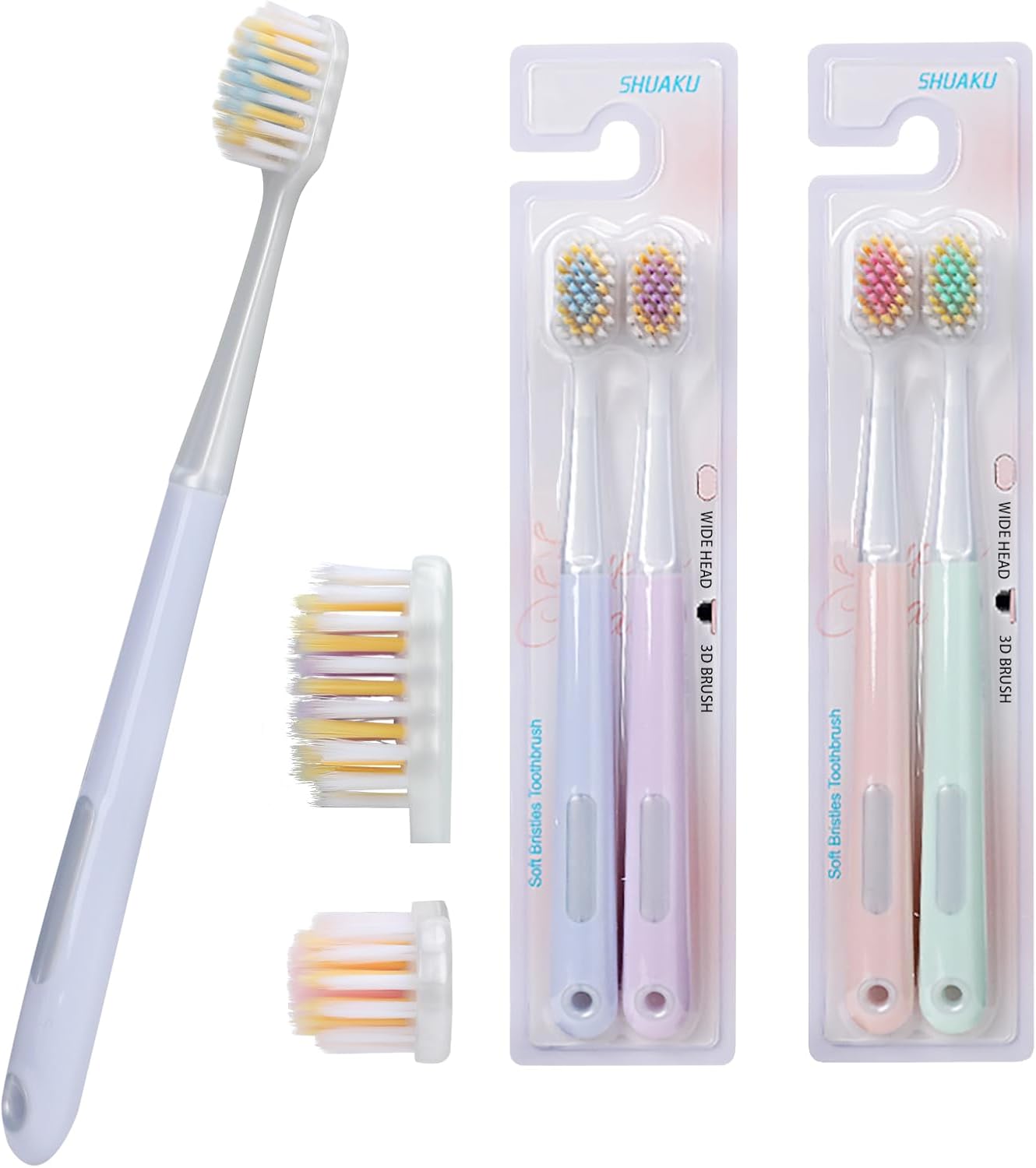 Skiennix Extra Soft Toothbrush - Ultra Soft Nano Bristles for Sensitive Teeth & Gums | 4-Pack Mix Colors