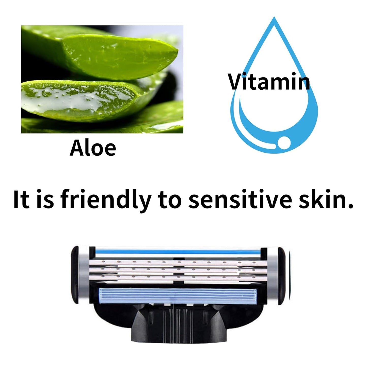 Simpconveni Razor Blade Refills for Men - Sensitive Skin Friendly, Non-Slip Design | 40 Count