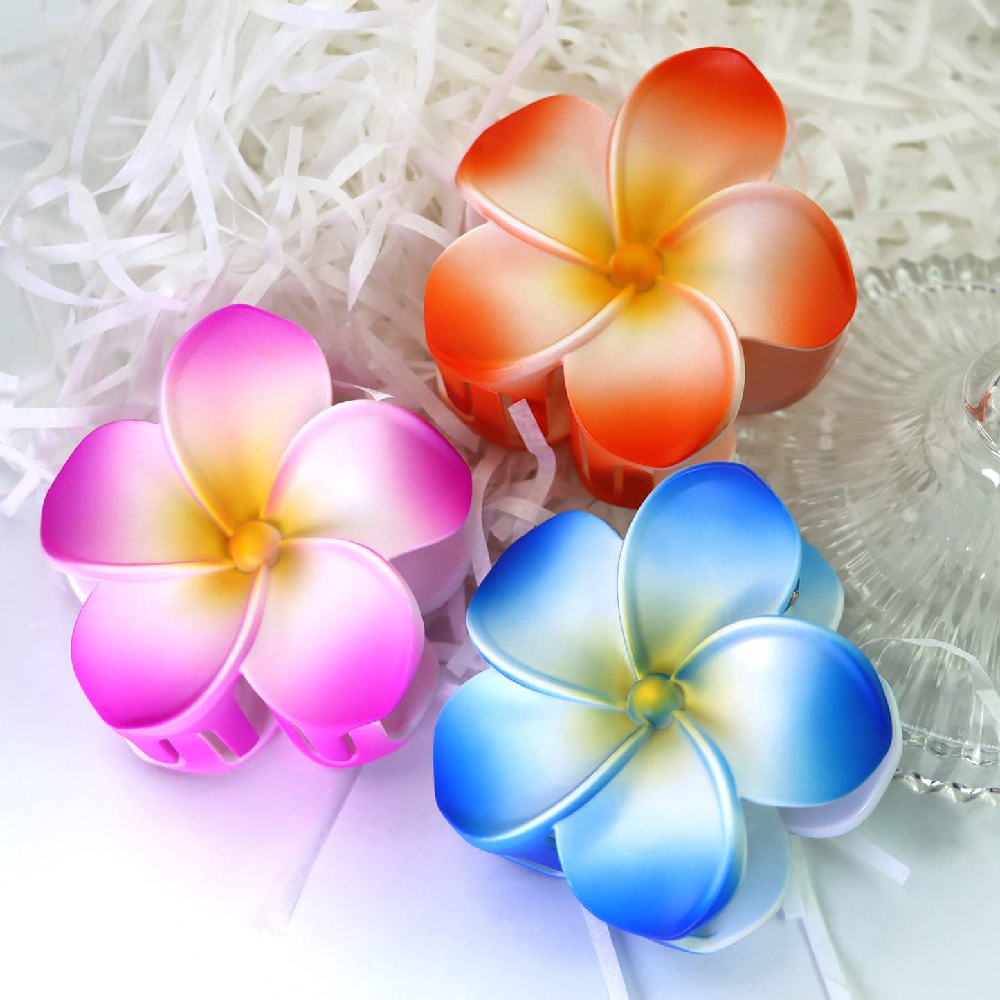 Hawaiian Flower Hair Clips - 8pcs Large Daisy Plumeria Barrettes with Strong Non-Slip Hold for Women and Girls, Cute Friend Gift