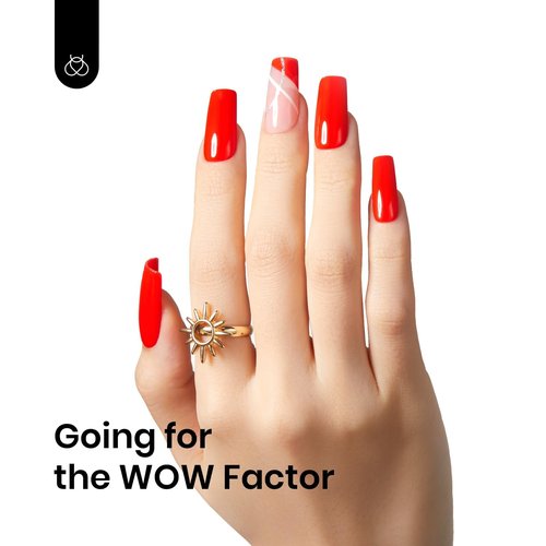 Beetles Red Gel Polish - 15ml/0.51 FL.OZ, Bright Orange Red Gel Nail Polish, Soak Off UV LED Nails Art, Long-Lasting Manicure Salon DIY Home