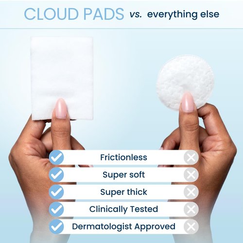 Clean Skin Club Cloud Pads - Ultra-Soft 100% Organic Cotton Face Pads | Dermatologist-Approved Makeup Remover & Toner Applicator, 60 Count