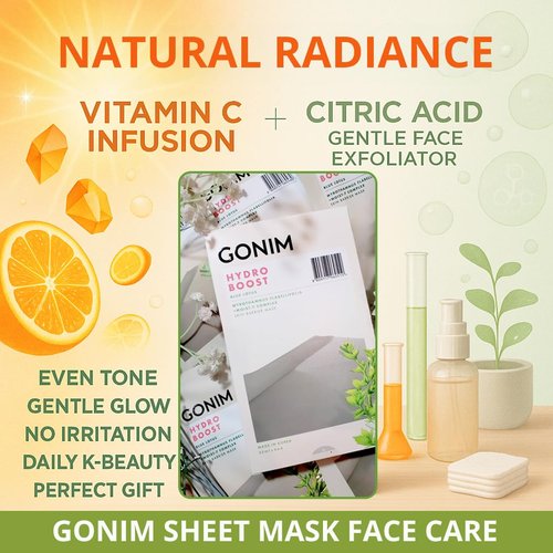 GONIM Korean Face Mask - Hydrating Sheet Mask with Hyaluronic Acid & Collagen | 15 Sheets