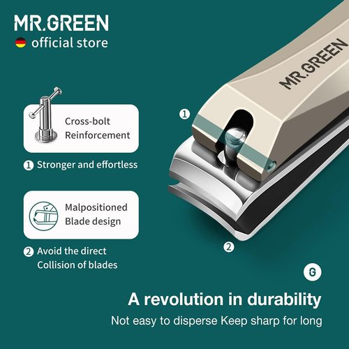 MR.GREEN Nail Clippers Anti Splash Fingernail Cutter Stainless Steel Manicure Tools Nail Scissors Detachable Design Nail Trimmer (Medium)