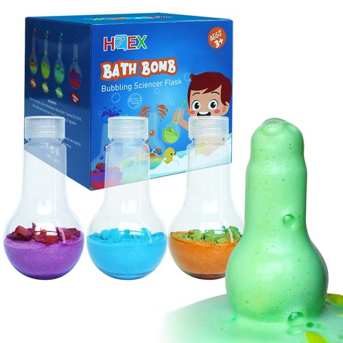 HZEX Bath Bombs for Kids, Fun Scientific Potion – 4 Sciencer Flask with Bath Lava Fun – Natural & Safe Bath Bombs for Kids – Fun Bath Time Toys for Boys & Girls