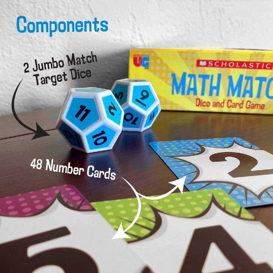 University Games | Scholastic Math Match Travel Dice Game - Fun Math Reinforcement for Kids Ages 5+