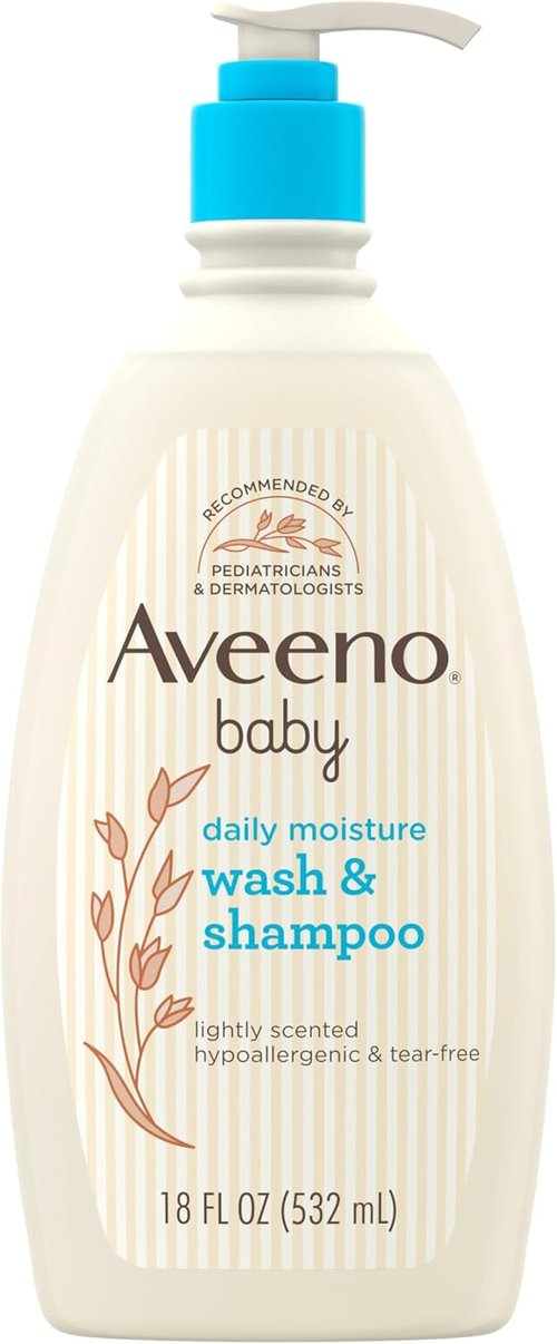 Aveeno Baby Daily Moisture Body Wash & Shampoo - Gentle 2-in-1 Formula with Oat Extract, 18 fl. oz.