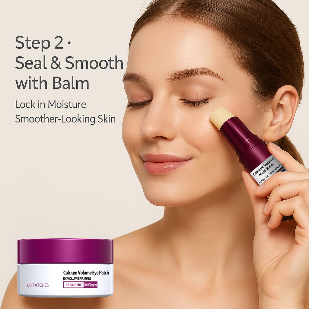 Skiennix Eye Care Duo - Calcium Multi Balm Stick & Hydrogel Under Eye Patches | Hydrating, Smoothing Treatment, 60ea