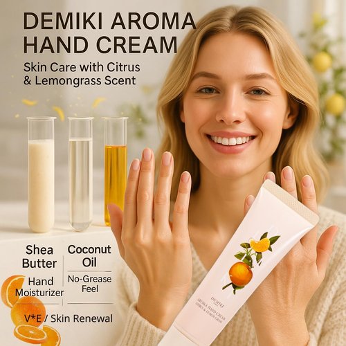 Demiki Shea Butter Hand Cream - Nourishing Lotion for Dry, Cracked Hands | Travel Size (2pcs, 50g x 2)