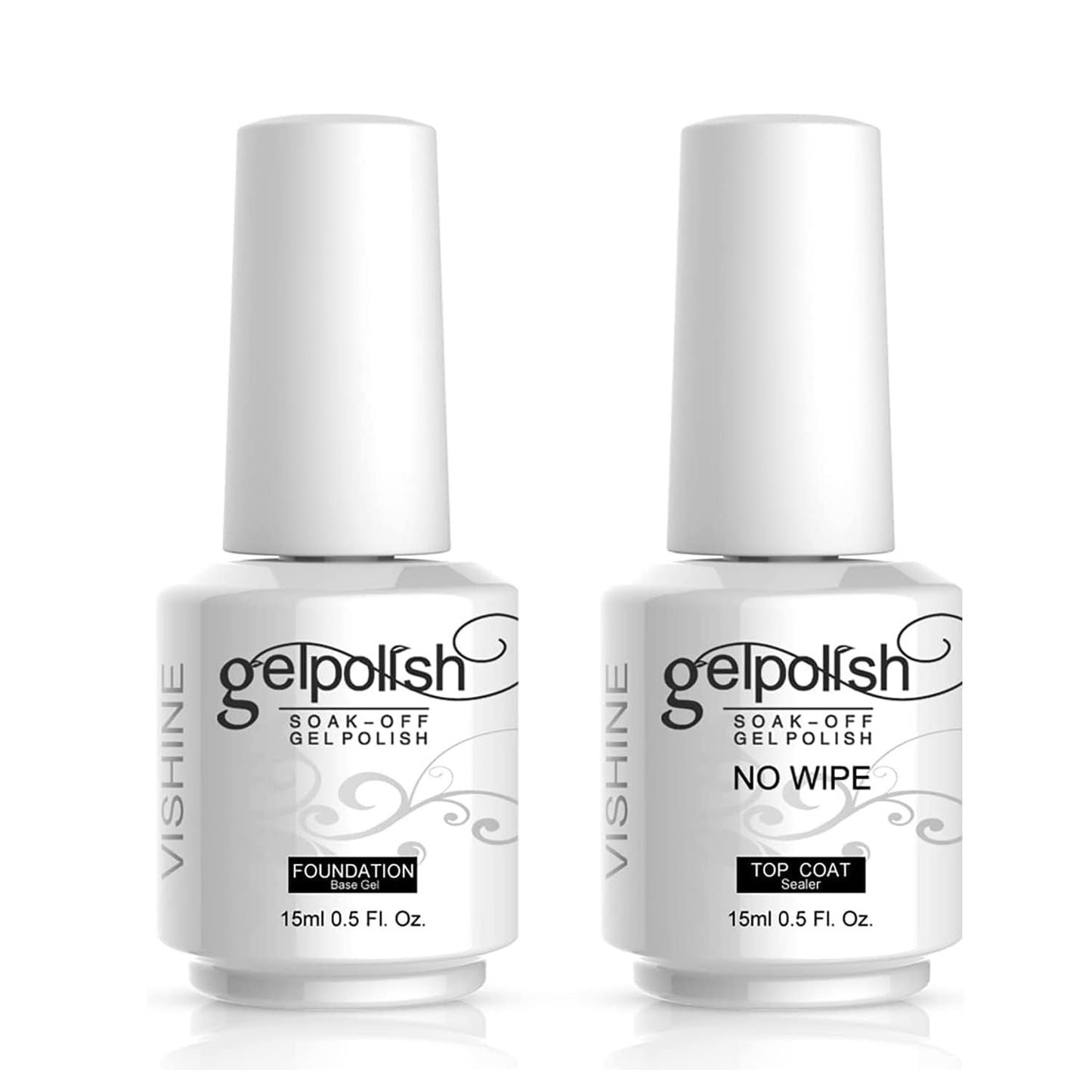 Vishine No Wipe Top Coat | 15ml Long-Lasting UV LED Nail Varnish for Shiny Finish