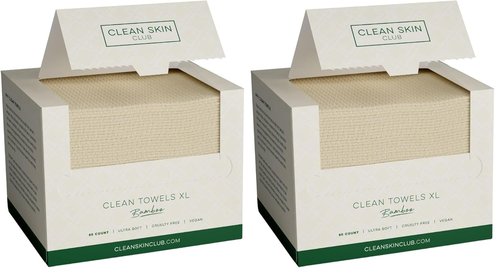 Clean Skin Club Bamboo Viscose Clean Towels® - XL 100% Biobased Disposable Face Towels | Ultra Soft, 50 Ct, 2 Pack