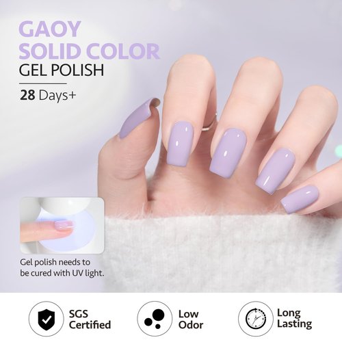 GAOY Pastel Purple Gel Nail Polish, 16ml Soak Off Gel Polish, UV Light Cure for Nail Art DIY Manicure at Home, 2000 Pale Lilac