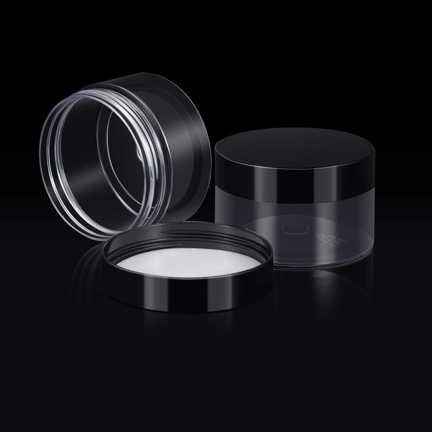 SATINIOR 24 Pieces Empty Clear Plastic Jars with Lids Round Storage Containers Wide-Mouth for Beauty Product Cosmetic Cream Lotion Liquid Butter Craft and Food (Black Lid, 4 oz)