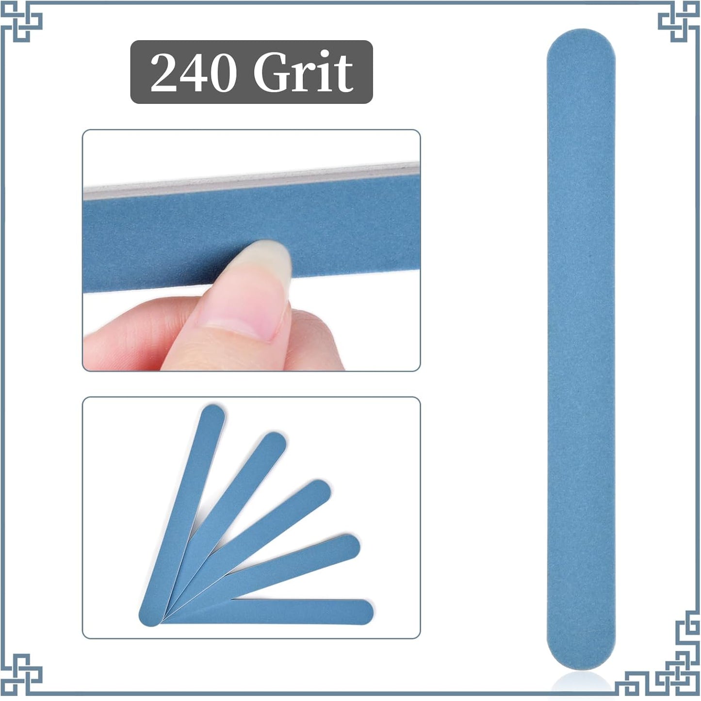 Skiennix Nail File Kit - 10PCS Double-Sided 240/240 Grit Emery Boards for Manicure & Pedicure