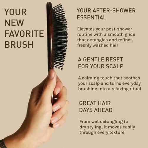 BUR BUR Mermaid Brush - Wet Detangling Hair Brush | Flexible Nylon Bristles & Wooden Handle | Scalp Massager