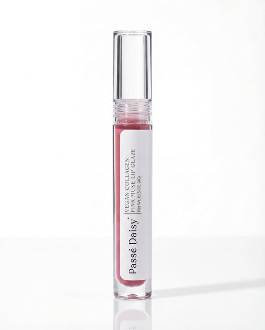 Skiennix Vegan Collagen Lip Glaze Balm - Pink Muse Full-Size Silky Sheer Gloss for Hydrating Shine | Sulfate & Paraben Free