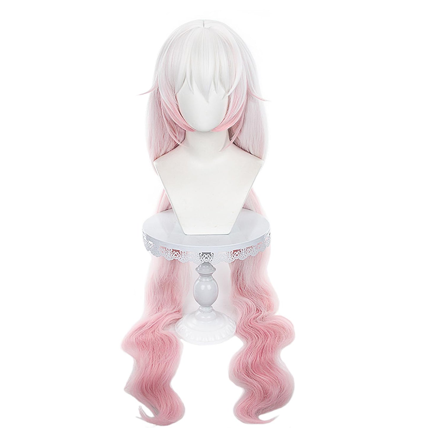 XiongXiongLe Honkai Star Rail Theresa Apocalypse Cosplay Wig Middle Long Curly White Pink Gradient Hair Wigs for Women Girls Cos Anime Game Party Halloween Christmas(Theresa Apocalypse)