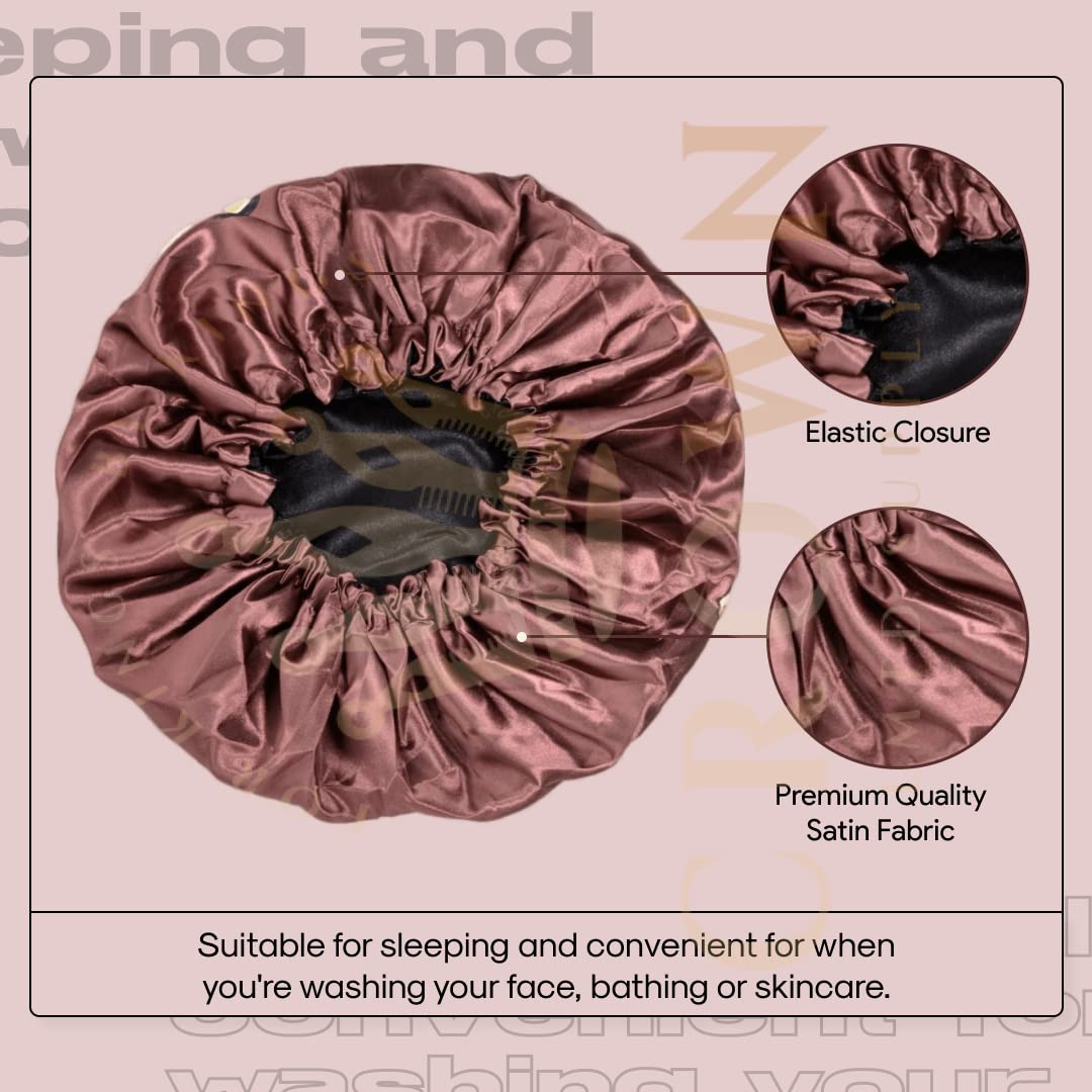 Large Silky Design Anime Bonnet with Elastic Soft Band Adjustable for Women and Men, Comfortable Satin Fabric, Bee BrownB