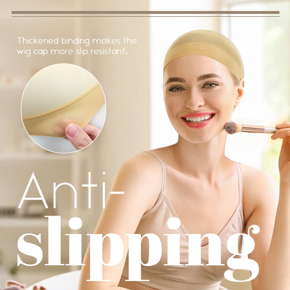 MYKURS Stocking Wig Cap for Women, Stretchy Nylon Hair Cap for Wig, Beige 24 PCS