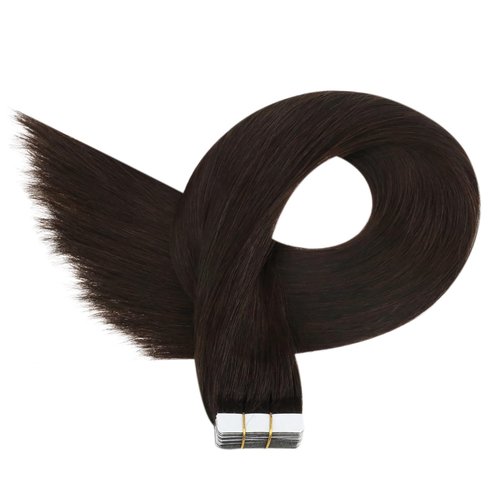 Ugeat Human Hair Tape in Extensions Brown Hair Extensions Real Human Hair Dark Brown Tape in Straight Remy Hair Extensions Invisible Double Sided Tape in Hair Extensions for Women 18Inch 20pcs 50G