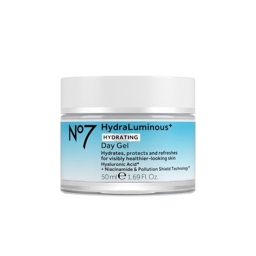 No7 HydraLuminous+ Hydrating Day Gel Moisturizer - Hyaluronic Acid & Vitamin B3 for Skin Hydration - 1.69 Fl Oz